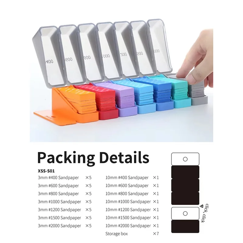 A02F-XSS-S01 Sandpaper Set Power Sponge 3Mm 10Mm Including Storage Case Soft Grip For Curved Surface Grinding Comfort Qme