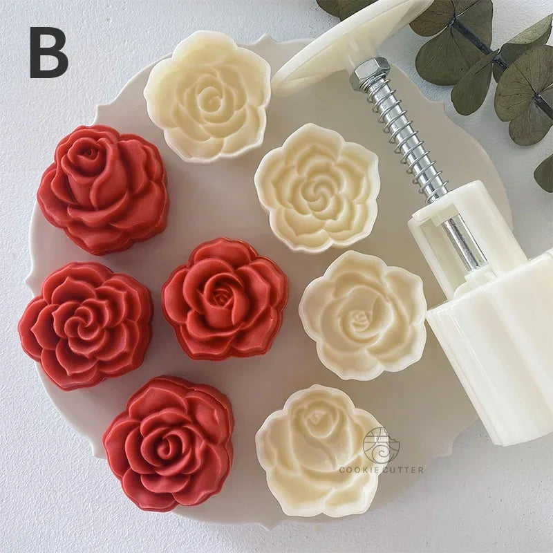 4pcs/set Cherry Blossom Rose Pattern Silicone Mold Cake Chocolate Candy Home Kitchen Cake Molds Handmade DIY Candle Soap Mould Qme B