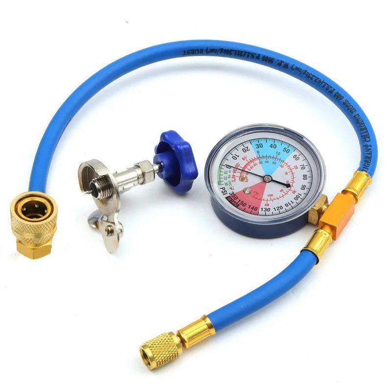 Car Air Conditioning R134A Refrigerant Recharge Measuring Hose with Pressure Gauge Pressure Gauge Measuring Kit Reparing Tool Qme