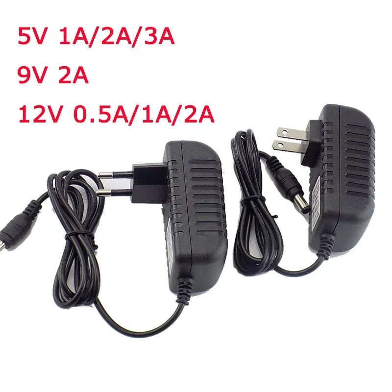 Power Adapter AC to DC 100-240V Supply Charger adapter 5V 12V 9V 1A 2A 3A 0.5A US EU Plug 5.5mm x 2.5mm for CCTV LED Strip Lamp Qme 9V 2A 5.5mm2.5mm