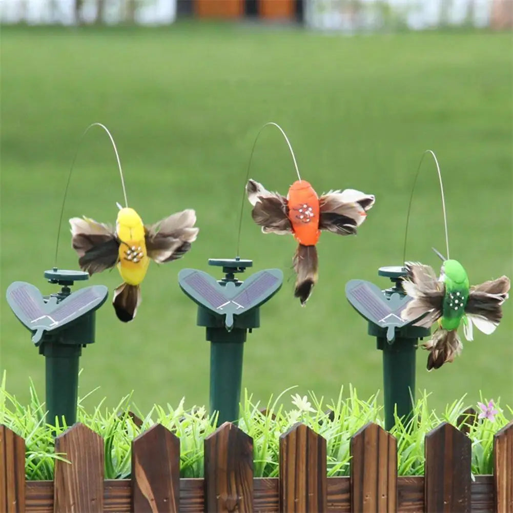 Hummingbird Solar Solar Powered Flying Hummingbird Funny Solar or Battery Powered Toy Wobble Fluttering Bird for Garden Yard Qme