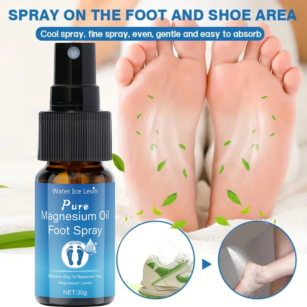 Pure Magnesium Oil Foot Spray with Vitamin E - Moisturizing, Fast-Absorbing Foot Care for Elastic, Smooth Skin Qme