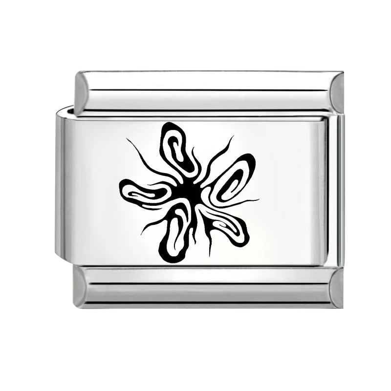 Creative Laser Engraving Taichi Eyes Sunflower Cats Birds Italian Charm Links Fit 9MM Stainless Steel Bracelet DIY Making Gift Qme Style 14