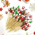 50Pcs Christmas Toothpick Set - Event and Party Supplies for Holiday Decorations, Including Sticks, Snowflakes, Snowmen, Reindee Qme Default Title