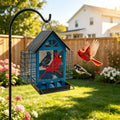 Attractive Outdoor Bird Feeding Container Constructed Iron Light Qme Blue CN
