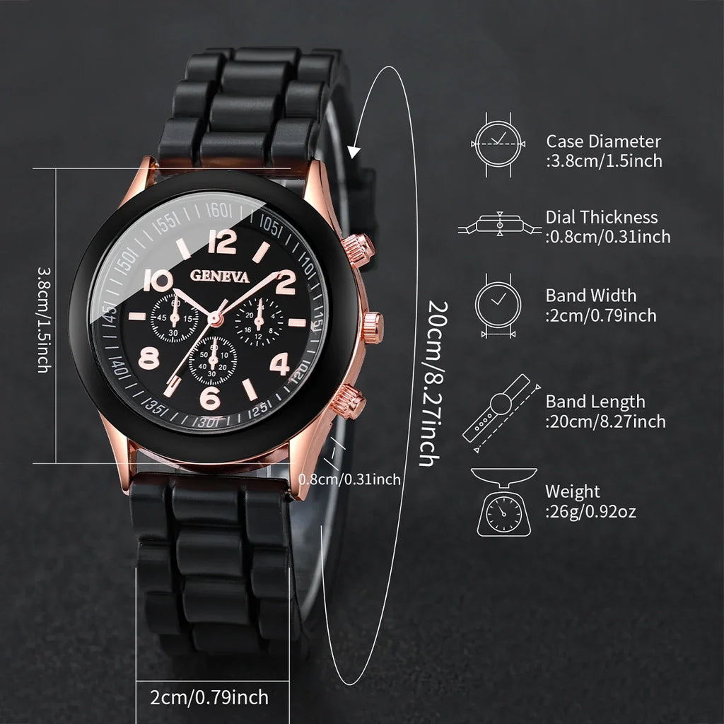 2/3 peças relógios femininos moda mostrador árabe pulseira de silicone conjunto de relógio de quartzo (sem caixa) Qme