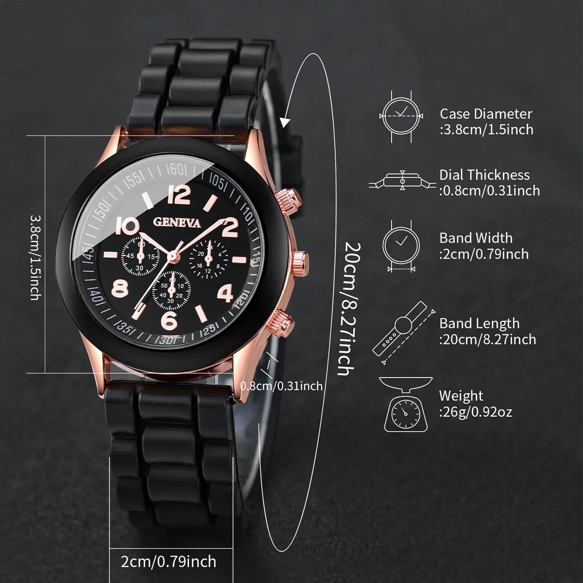 2/3 peças relógios femininos moda mostrador árabe pulseira de silicone conjunto de relógio de quartzo (sem caixa) Qme
