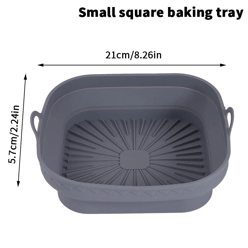 Foldable Air Fryer Silicone Mould Reusable Basket Food Safe Non Stick Qme SS2
