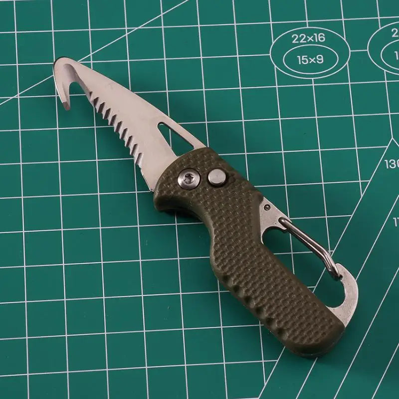 Outdoor Camping Portable Folding Knife Multifunctional Serrated Hook Qme 2 Army green