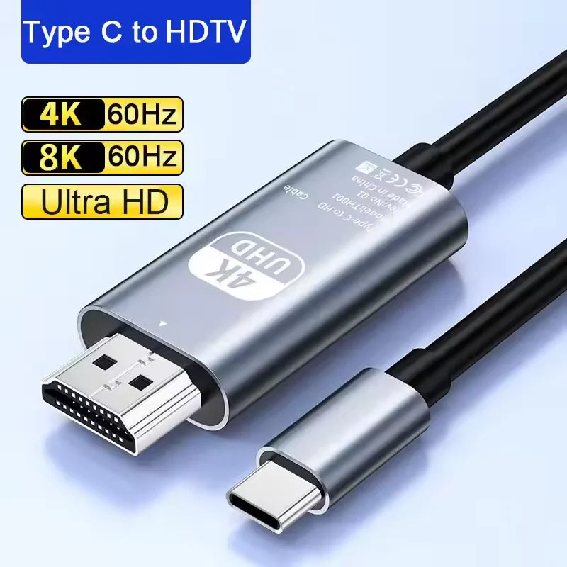 Type C To hdmi-Compatible HD Plug&Play 4K 60Hz USB C to hdmi TV Cable For Game Console Laptop Mobile Phones TV Display Converter Qme