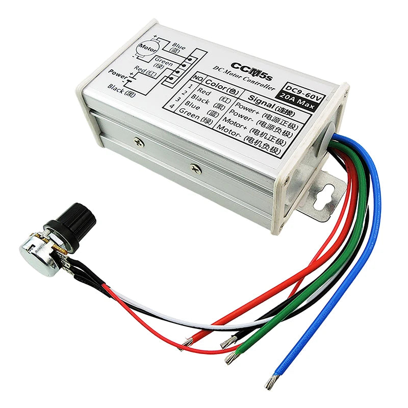 Stepless DC Motor Speed Controller DC 9V-60V 12V 24V 60V 20A Motor Pulse Width Modulator Regulator PWM Speed Regulator. Qme