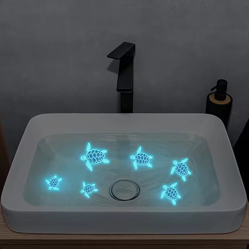 Glow-in-the-Dark Turtle Bathroom Stickers Self-adhesive Sink Wall Sticker Waterproof Bathroom, Bedroom Decals Home Decor Qme