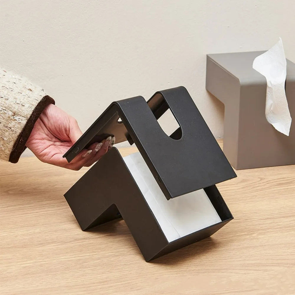 L-shaped Tissue Boxes Office, Living Room, Bedroom, Simple and Creative Folding Double-sided Tissue Box Holder Home Decoration Qme