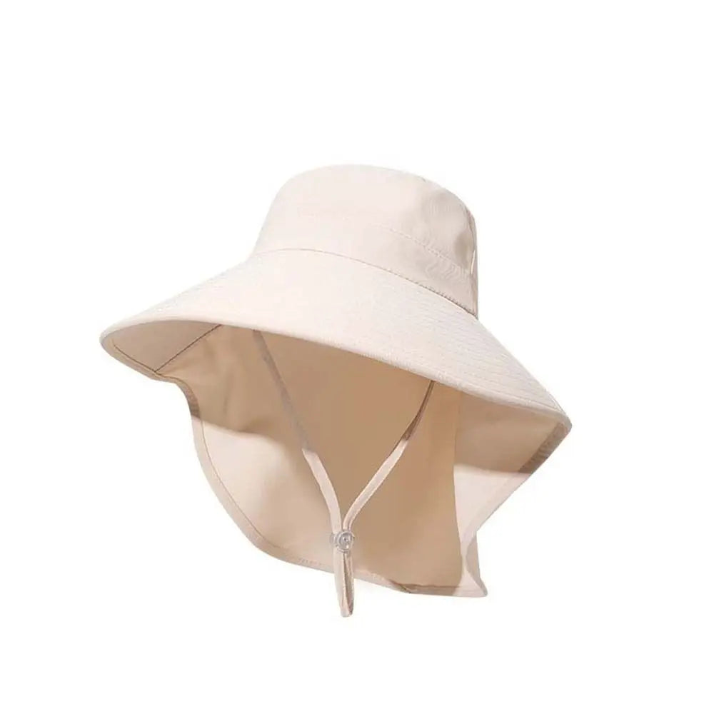 Hiking Hats Women Fisherman Hat Long Wide Brim Quick Drying Neck Qme Beige