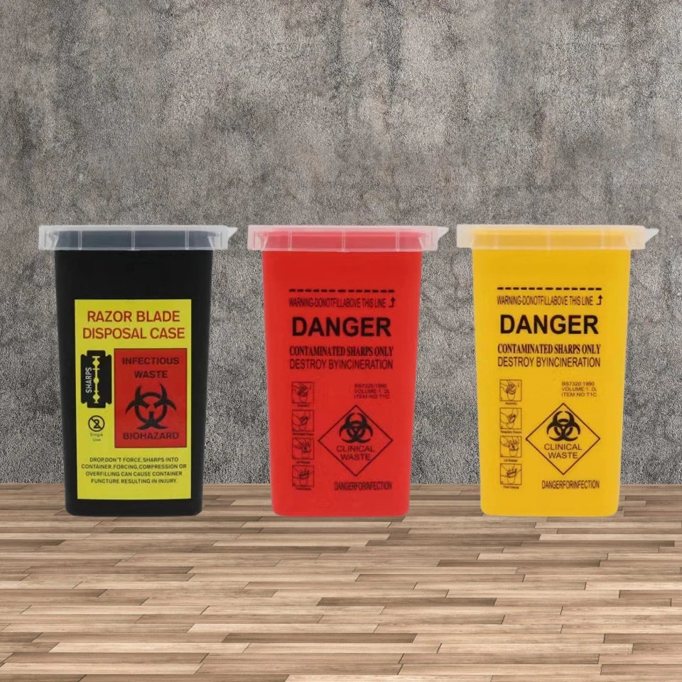 One 1L Capacity Sharps Container Medical Needles Bin Biohazard Tattoo Piercing Disposal Collect Box Tattoo Artist Waste Box Qme