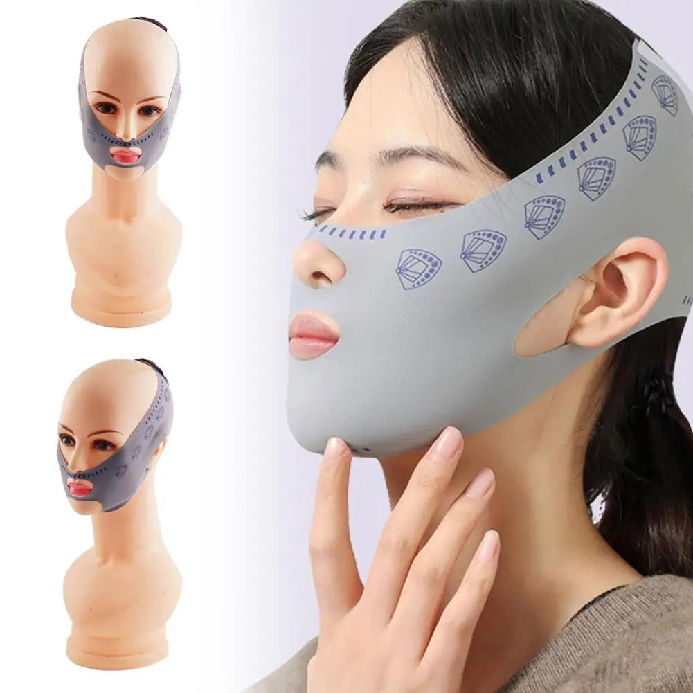1pc Reusable V Face Bandage Shaper Gray Women Facial Bandage Skincare Chin Reduce Thining Double Lift Face Slimming Belt To W8P4 Qme