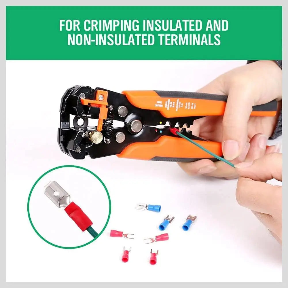 Multifunctional Cable Wire Stripper Cutter, Crimping Stripping Plier Tool, Self-adjusting 8" Automatic Wire Stripper Qme