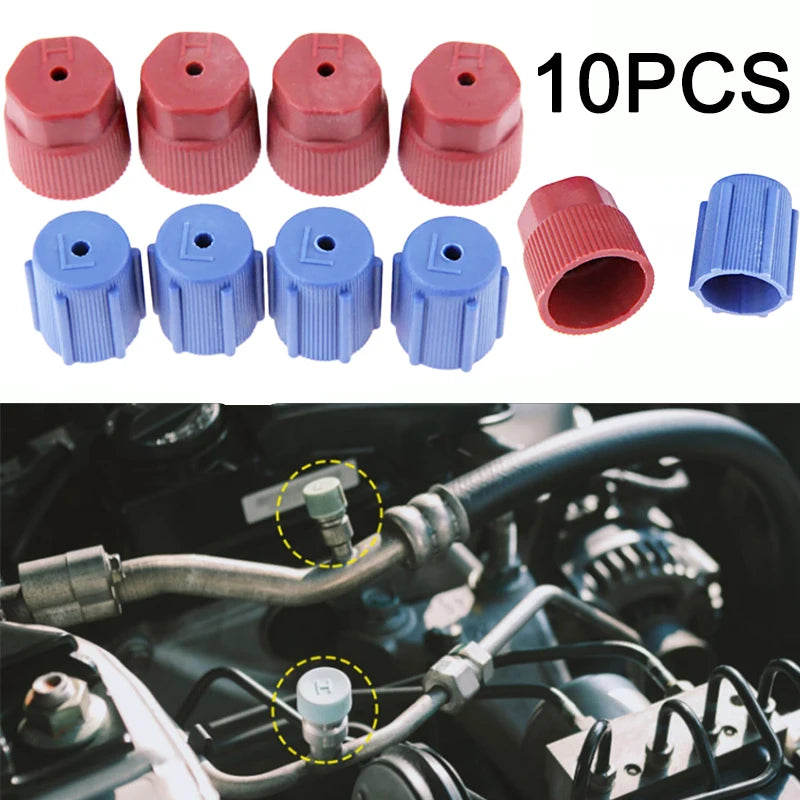 10pcs R134a Cap AC Caps 13mm & 16mm Air Conditioning Service AC System Charging Port Caps for Car Air-conditioning Replacement Qme Default Title