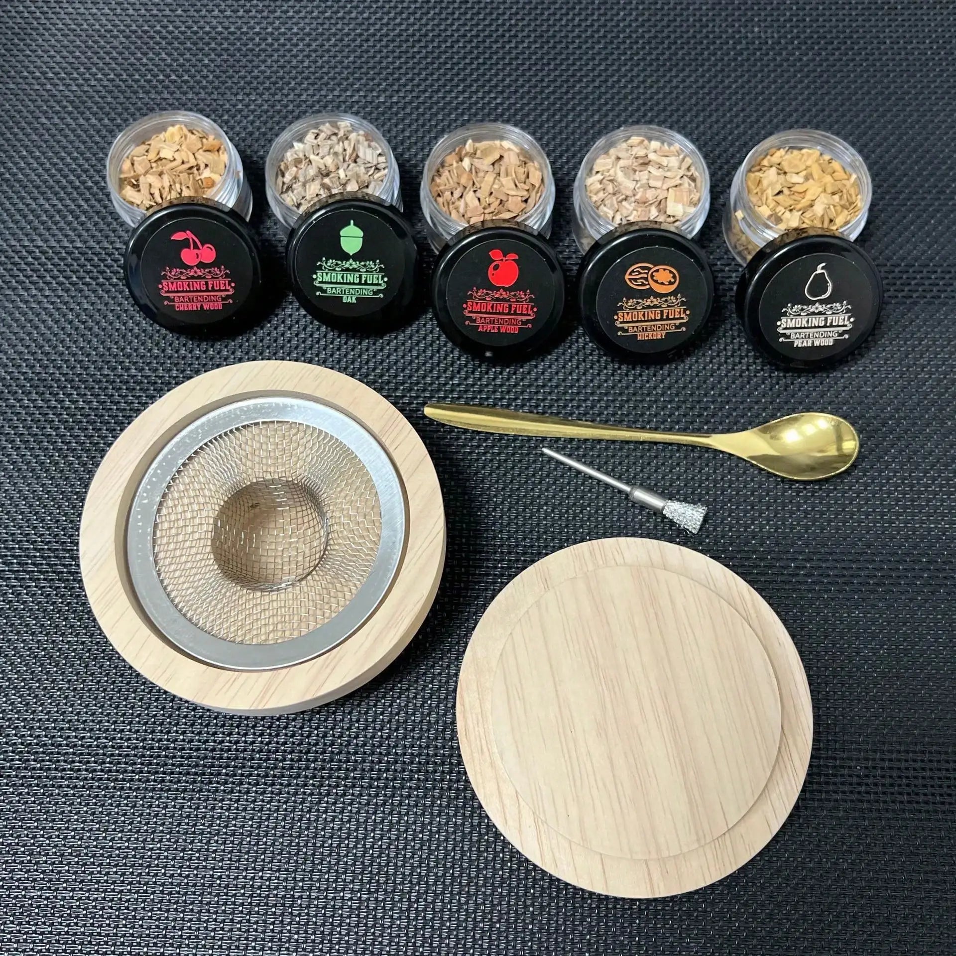5 Flavors Natural Wood Chips Cocktail Smoking Including Cherry Apple Qme Set