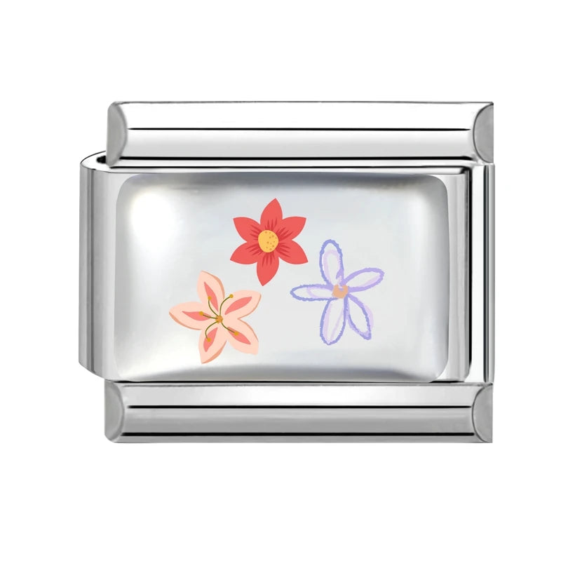 Design Colorful Earth Sun Sunflowers Stainless Steel Link fit 9mm Italian Flowers Series Jewelry Making DIY Charm Bracelet Gifts Qme Style 27