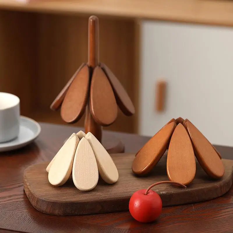 Tree Insulation Mat Solid Wood Dining Table Anti Scalding Pot Qme