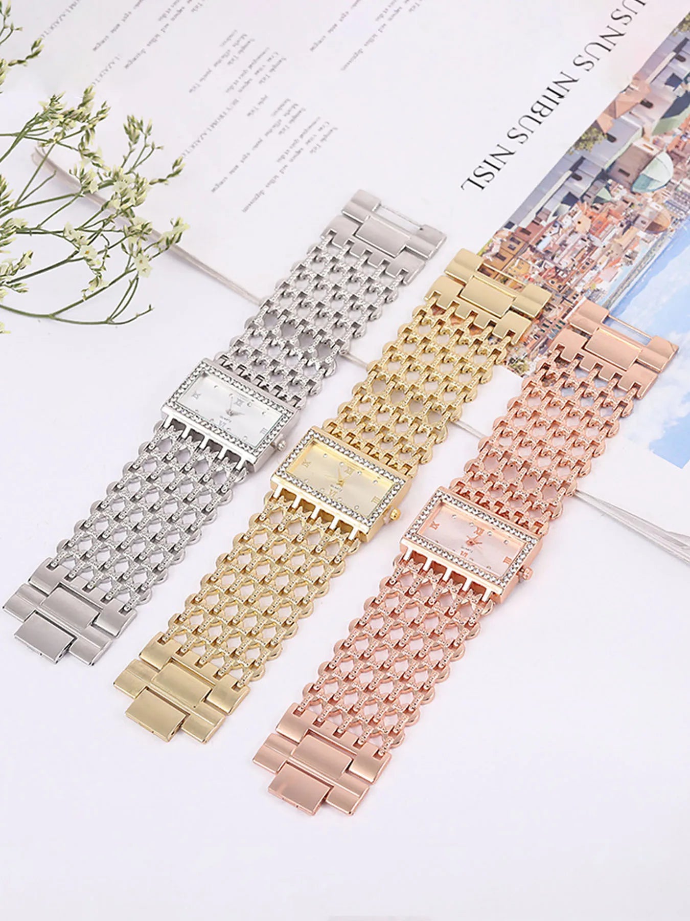 1-piece exquisite and versatile women's watch set, fashionable quartz watch, casual steel strip watch, women's watch Qme