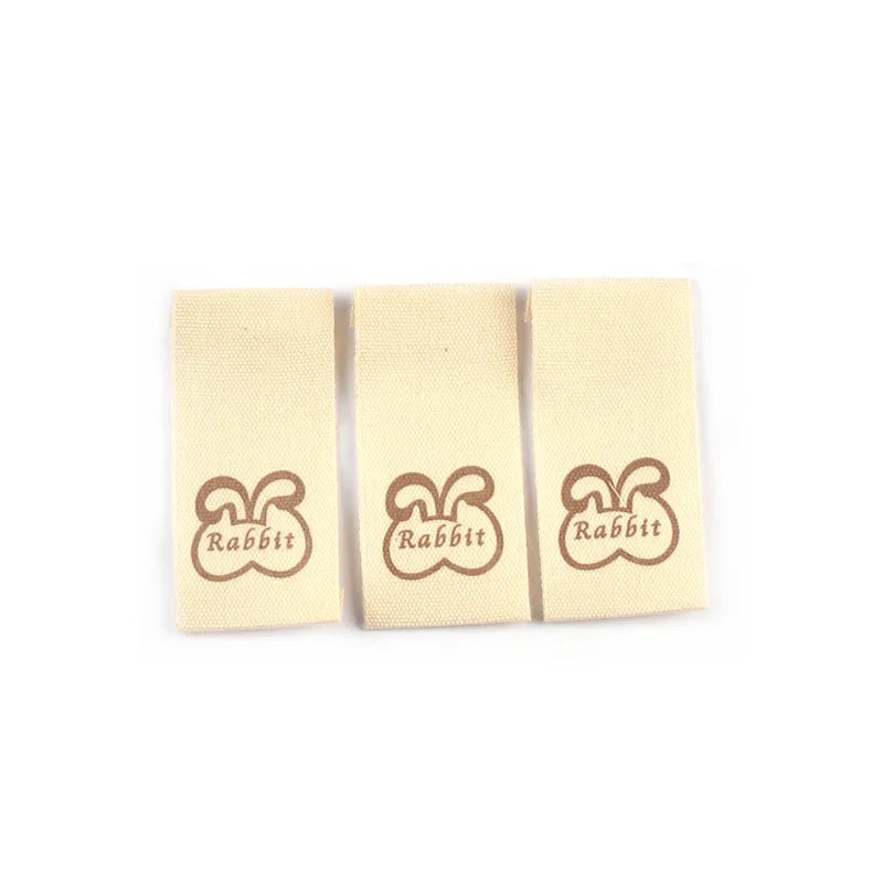 50pcs/lot 20x40mm Lovely Bear/Flower/Rabbit Printed Beige Label For DIY Decor Clothing Sewing Accessories Handmade Crafts c4146 Qme 3