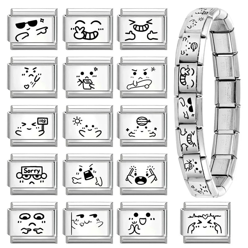 Laser Engraving Applause Encouragement Italian Charm Links Fit 9mm Stainless Steel Bracelet DIY Making Gifts Wholesale Qme