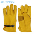 Yellow Cowhide Safety Gloves Heavy Duty Stretchable Welding Driving Qme XXL