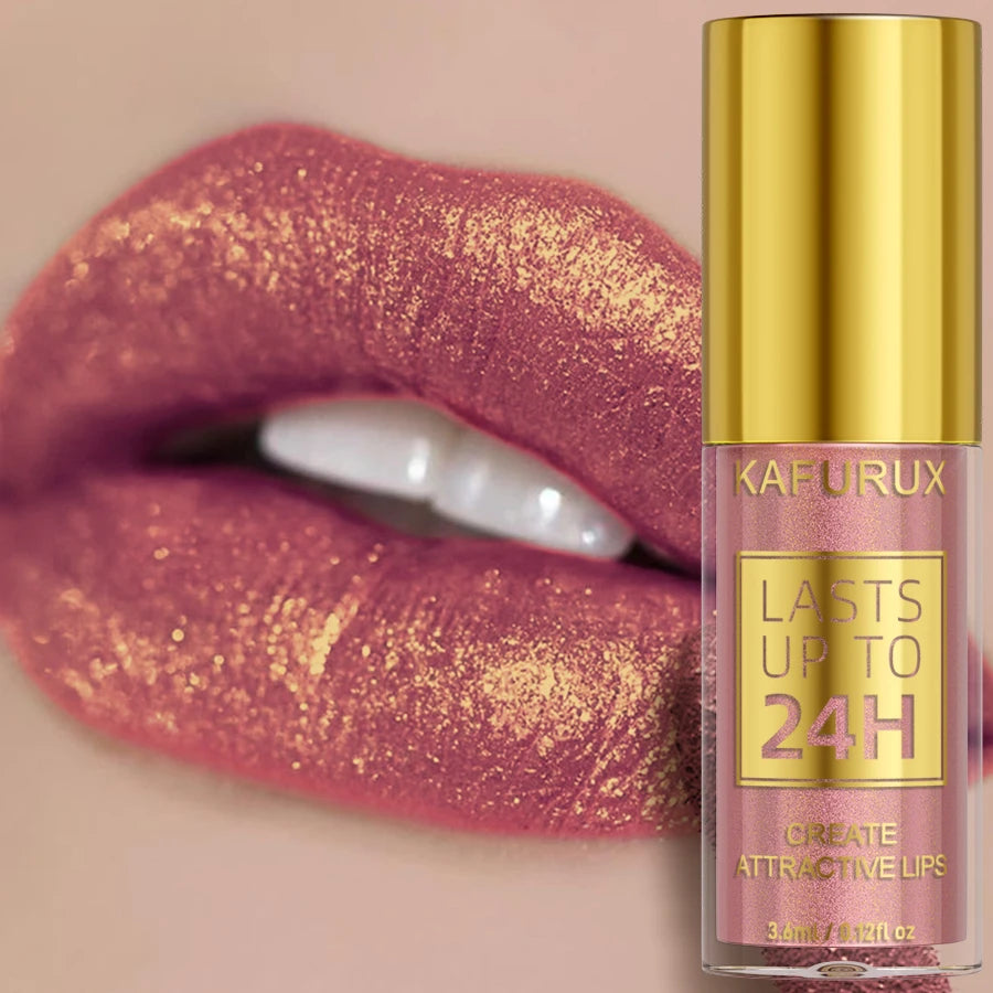 Glitter Metallic 14 Colors Lip Glaze Shiny Long Lasting Gloss Liquid Qme 02