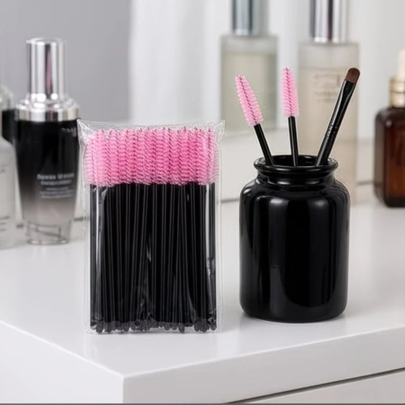 50-piece Crystal Eyelash Brushes Extension Mascara Professional Qme rose