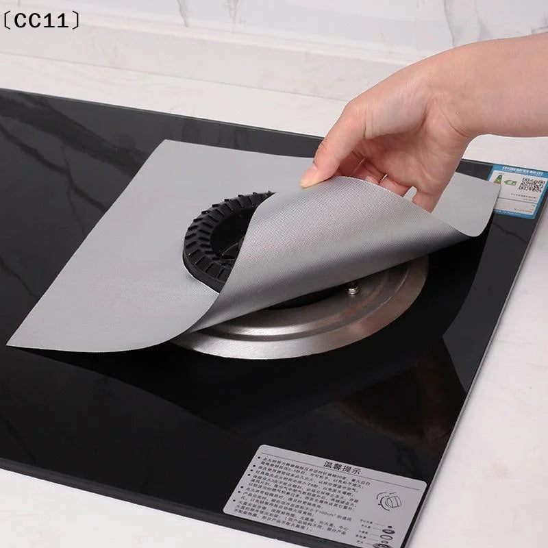 Square Foil Stove Protector Reusable Gas Hob Liner Easy Clean Pad Qme