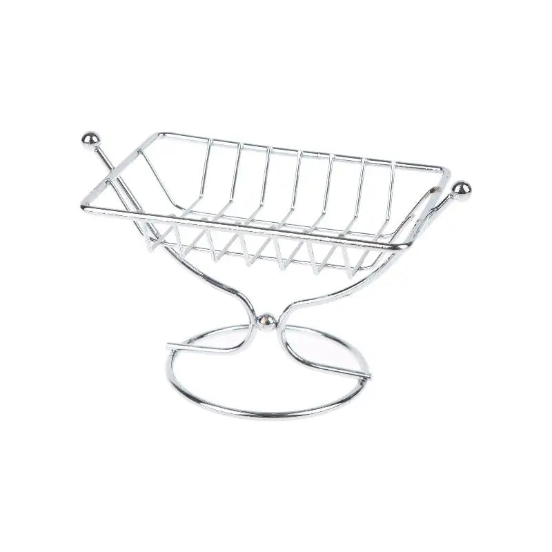 Square Metal Soap Dish Holder Rustproof Wire Rack Creative Draining Qme Silver