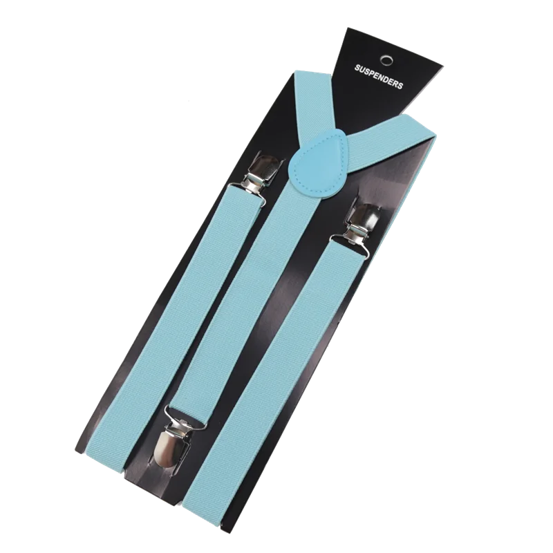 Unisex Elastic Leather Suspenders Braces Men Women Black Blue Red