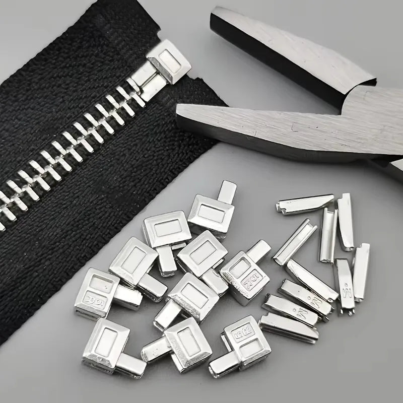 25-Piece Set Premium Metal Zipper Heads Gold Silver Bronze Black - Durable Smooth for DIY Clothing Luggage Repair Qme