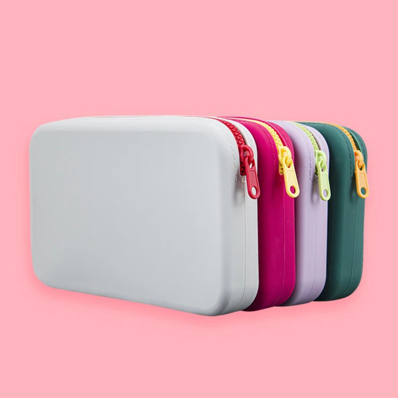 Portable Cosmetic Waterproof Organizer Square Silicone Storage Bag Qme
