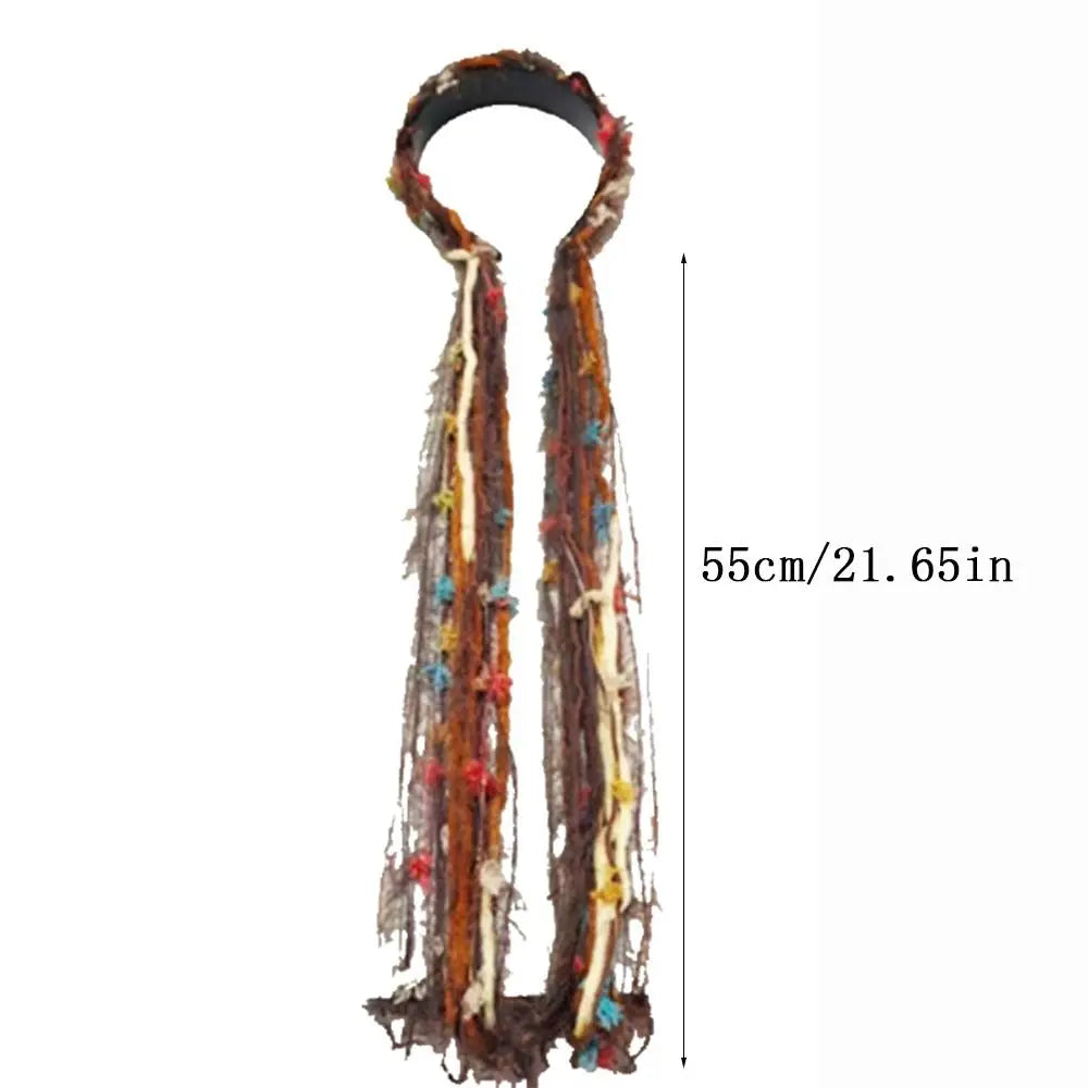 Boho Style Chinese Tibetan Hairband Colorful Ribbon Long Tassel Braid Hairband Candy Colored Weaving Ethnic Hair Hoop Qme