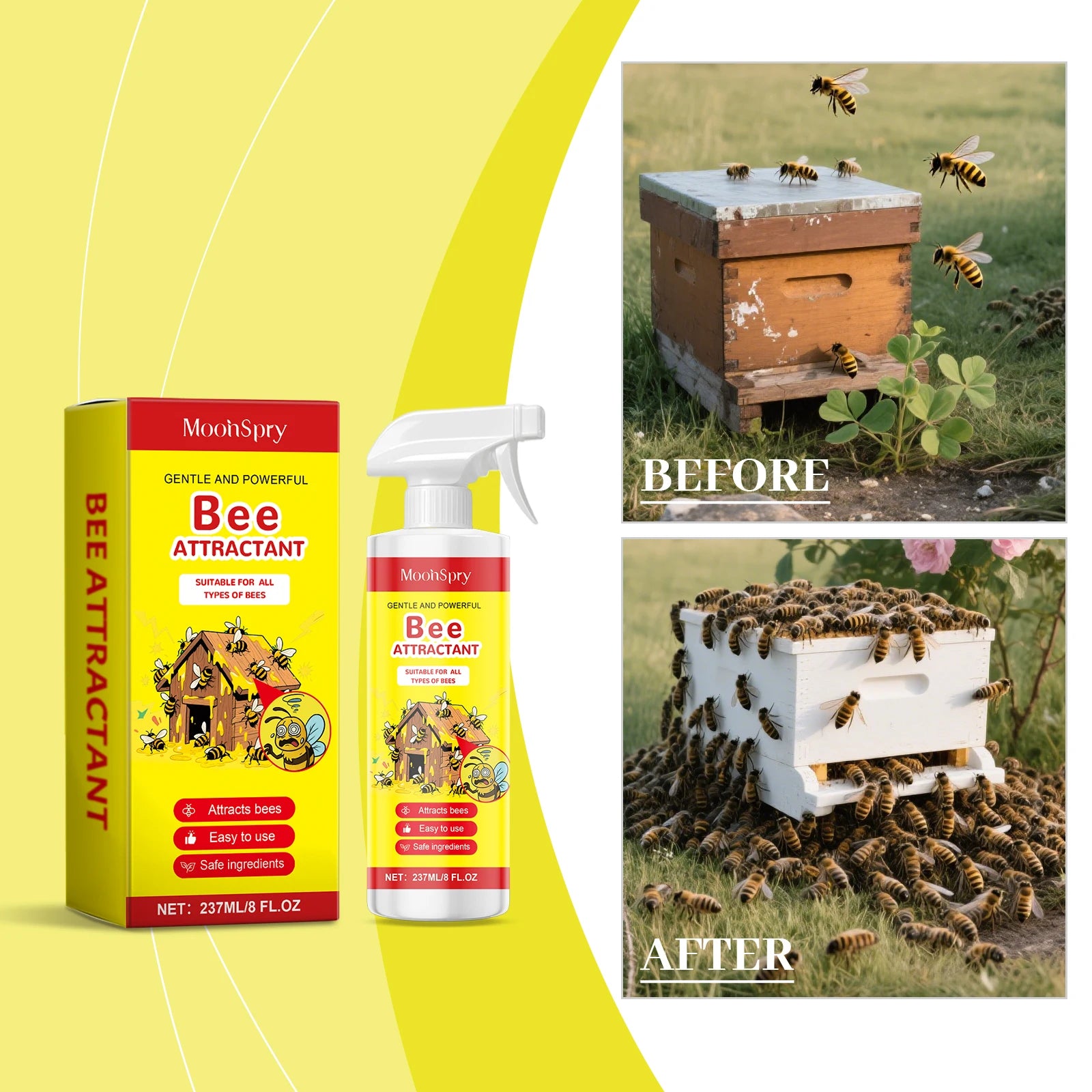 MOONSPRY 237ML Bee Attractant Daily Portable Spray for Attracting Bees and Trapping Bees Effectively Attract Bees Qme