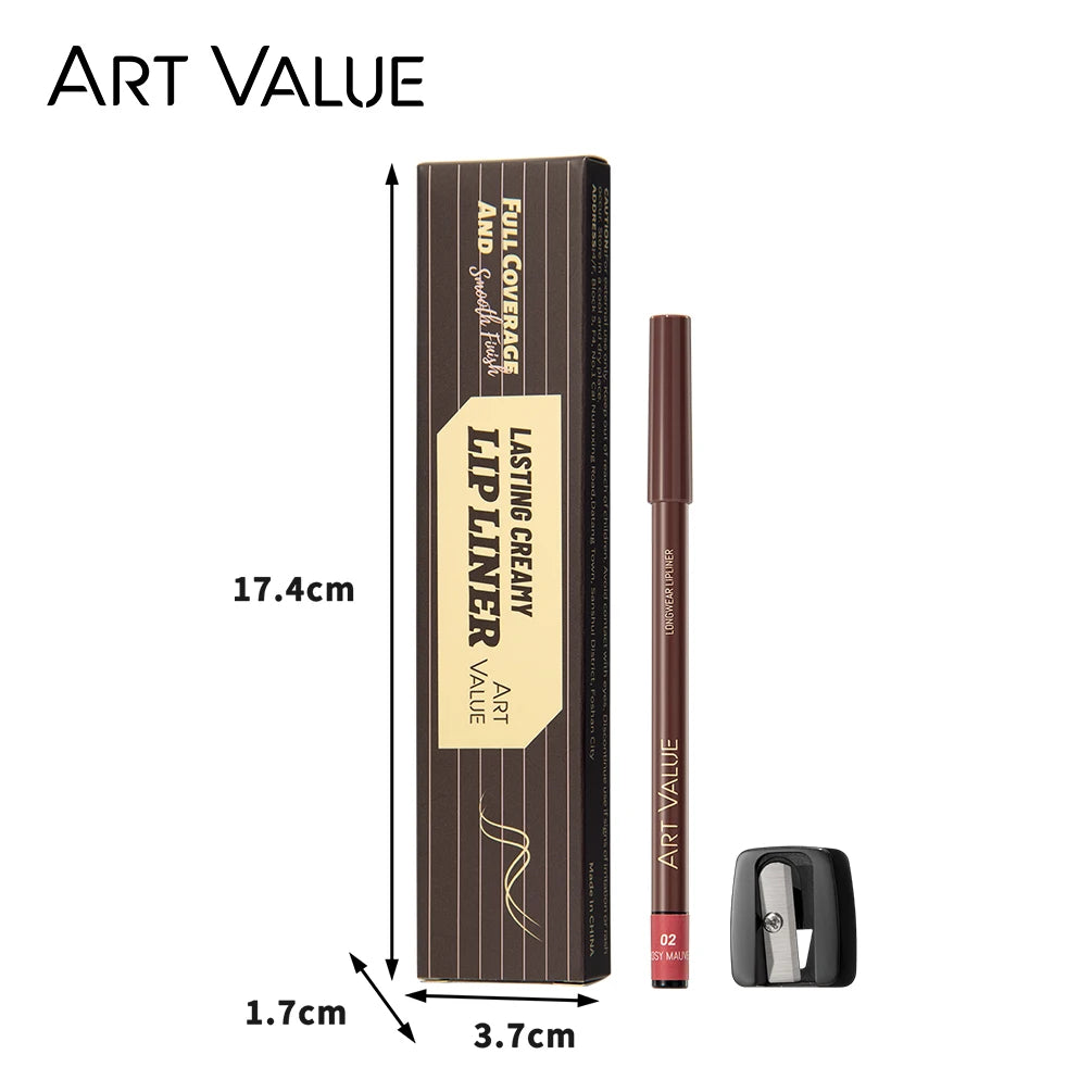 ART VALUE 12 Colors Nude Lipstick Pencil Waterproof Long Lasting Sexy Red Lip Liner Pen Matte Lip Contour Pen Makeup Lip Stain Qme
