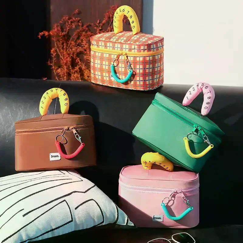 Makeup Bag, Large Capacity Waterproof Hand-Held Storage Bag, Cute And Portable, Business Travel Partition Layered Toileting Bag Qme
