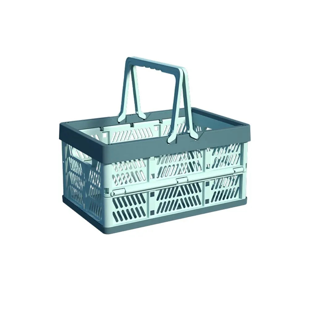1/2PCS Folding Portable Fruit And Vegetable Storage Basket Sundry Arrangement Thickened Plastic Picnic Basket Qme Blue Trumpet