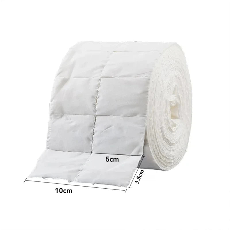 300Pcs/Roll Nail Polish Remover Cotton Pads White Torn Off Lint Free Nail Wipes for Gel Glue Makeup Manicure Cleaning Tool Paper Qme