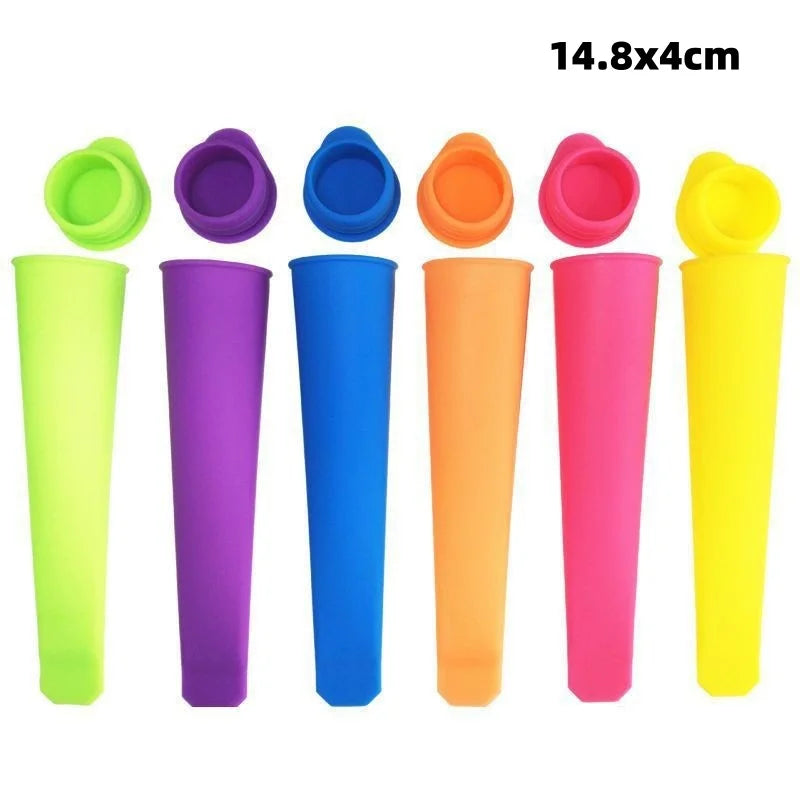 6pcs Food-grade Silicone Ice Cream Molds with Lid DIY Homemade Juice Ice Lolly Reusable Leak-Proof Ice Cube Tray Kitchen Gadgets Qme small