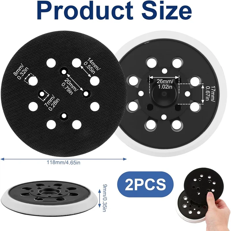 A02F-5 Inch Backing Pad Sanding Discs 2Pcs For PEX 300 AE 400 AE 4000 AE Grinder Polisher Sander Accessory Qme Black