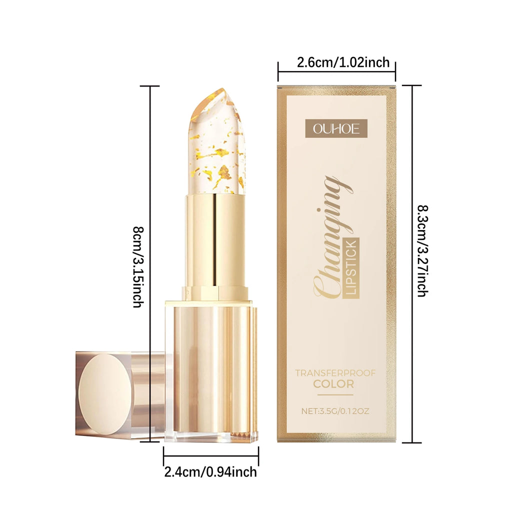 Gold Foil Color Changing Lip Balm Glossy Non-Sticky Nourishing Moisturizing Lasting Transferproof Color Changing Lipstick Qme