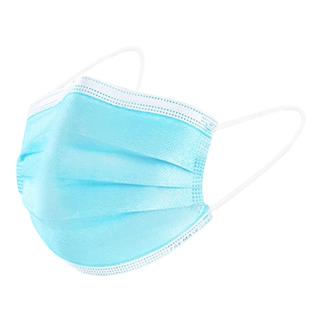 50pcs Disposable Thicken Three-layer Face Masks Safe Protective Elastic Ear Loop Face Mask Casual Outdoor Anti-Dust Masks Qme Sky Blue