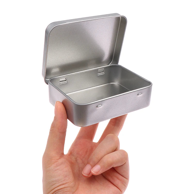 Empty Hinged Lid Small Storage Box Frosted Household Iron Metal Tin Qme