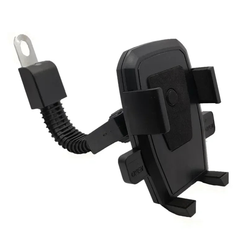 Motorcycle Electrical Car Mobile Phone Bracket Non-slip Anti-vibration Rearview Mirror Rotatable Automatic Lock Riding Holder Qme
