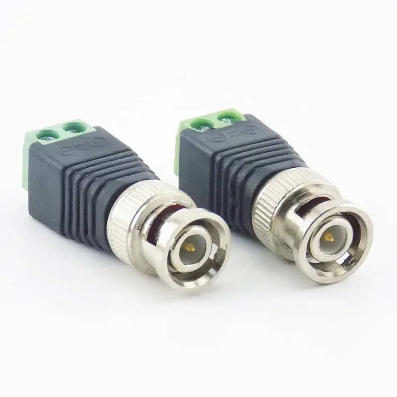 ESCAM 2x Coax CAT5 BNC Male Connector Plug DC Adapter Balun Connector for CCTV Camera Security System Surveillance Accessories Qme