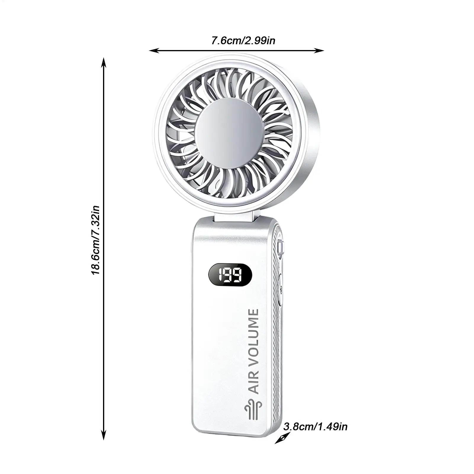Mini Handheld Fan Rechargeable Foldable Cooling Airflow With LED Display Portable Fan For Cruise Trip Beach Camping Outdoor Qme